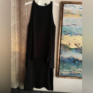 Theory Dress Size  12 100% Silk Black Layered Lined Chiffon Slip Sleeveless